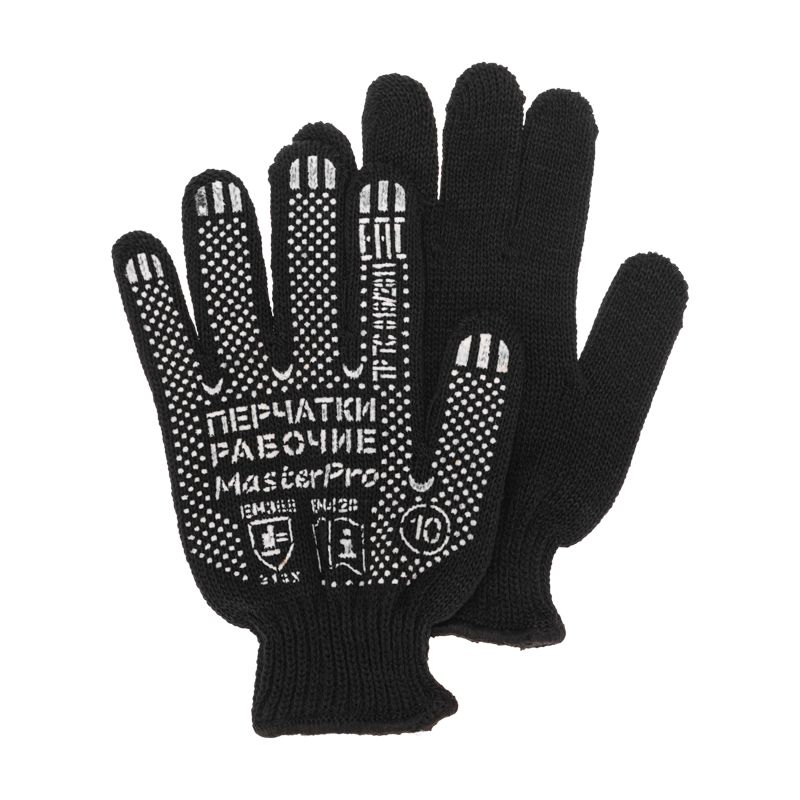 Перчатки полушерстяные с покрытием ПВХ («Зима») черные, 7 нитей, 75-77 г 09-0211