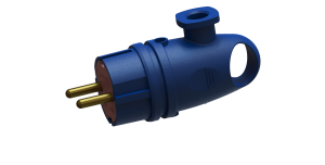 Вилка переносная угловая с кольцом каучук В 16-002 (синий) с заземлением ВЭТП0007