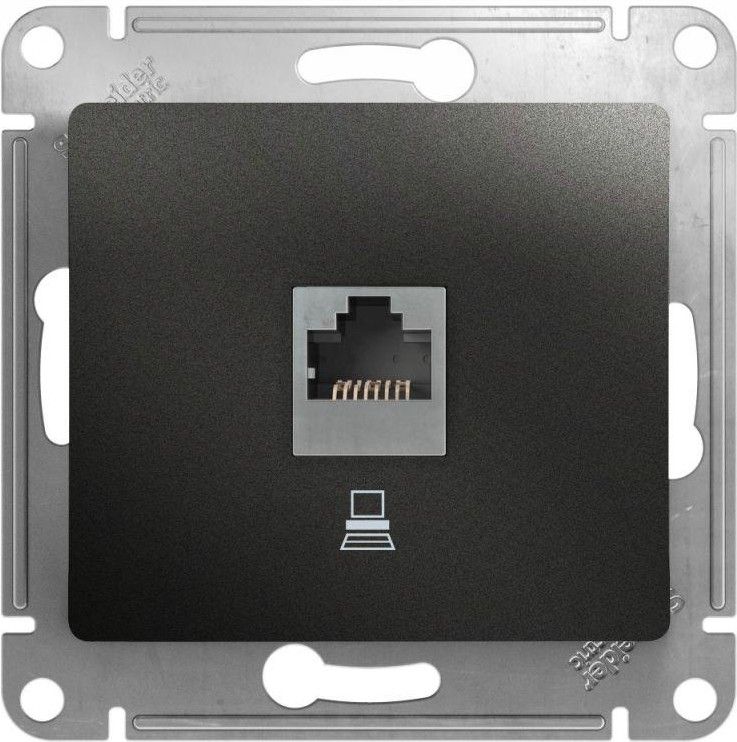 Розетка компьютерная 1-м Glossa RJ45 кат.5E механизм антрацит SE GSL000781K