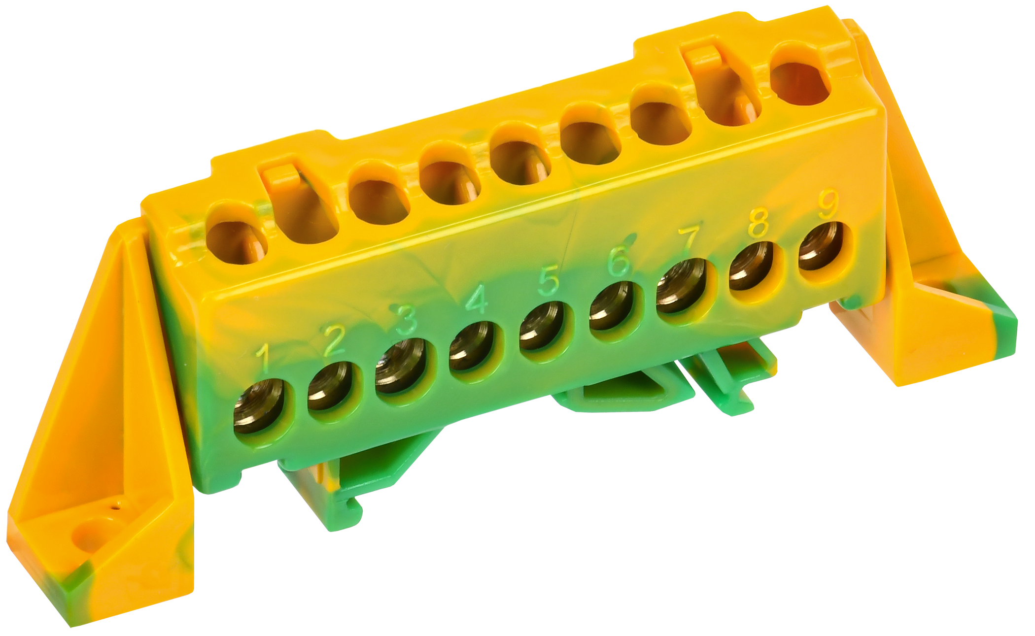 TEKFOR Шина PE "земля" в комбинированном DIN-изоляторе "Стойка" 6х9-9-ЖЗ IEK TF-NN10-09-DP-K52