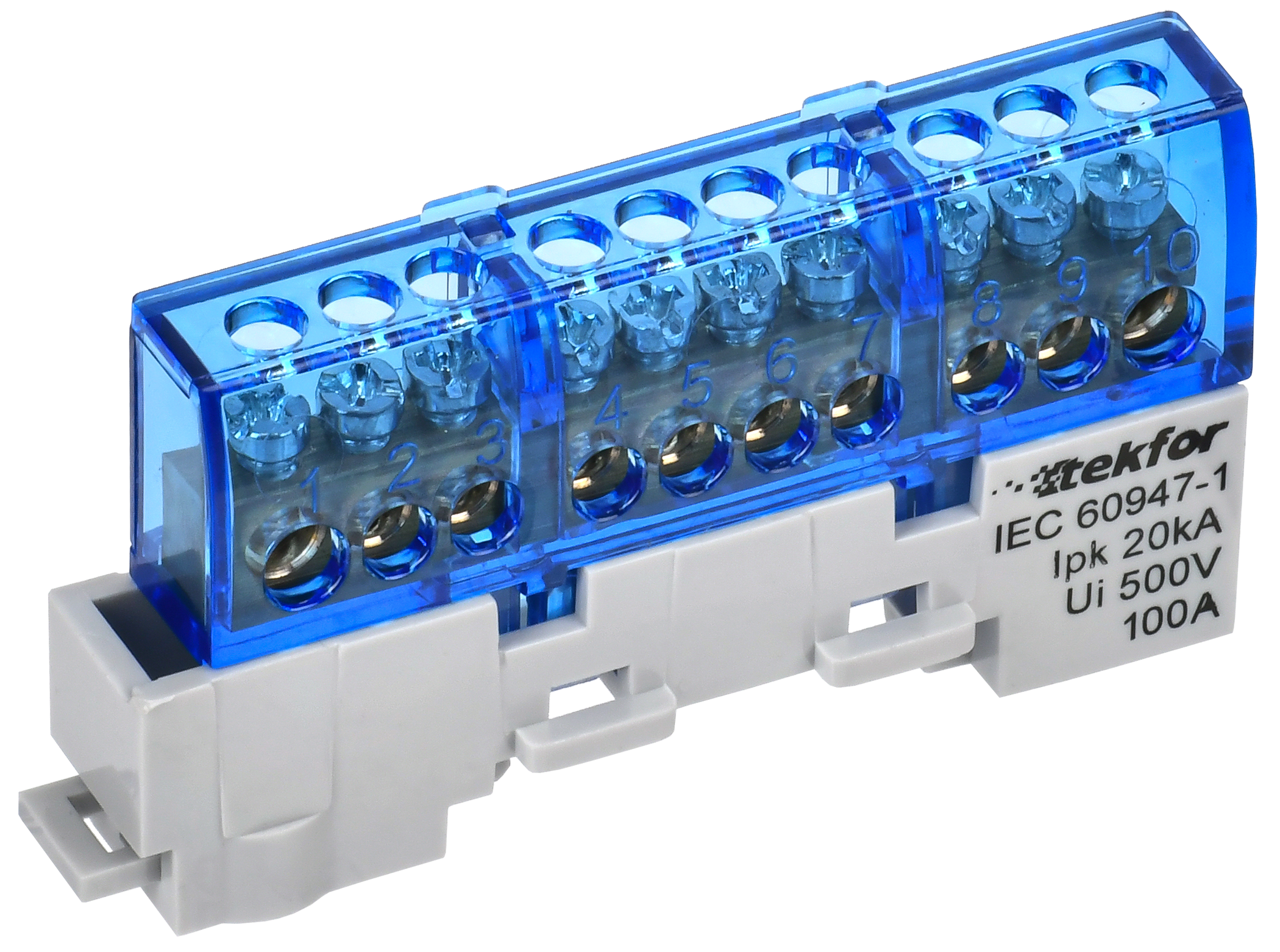 TEKFOR Шина N "ноль" изолированная на универсальном держателе 6х9-10-С IEK TF-NN10-10-KL-K07