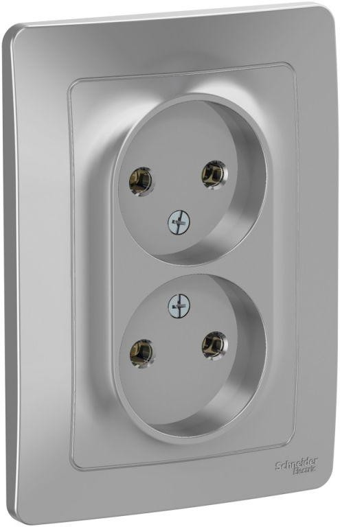 Розетка 2-м СП Blanca 16А IP20 250В без заземл. без защ. шторок алюм. SE BLNRS000023