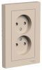 Розетка 2-м. AtlasDesign 16А без заземл. со шторками в сборе песочн. SE ATN001222 1712756