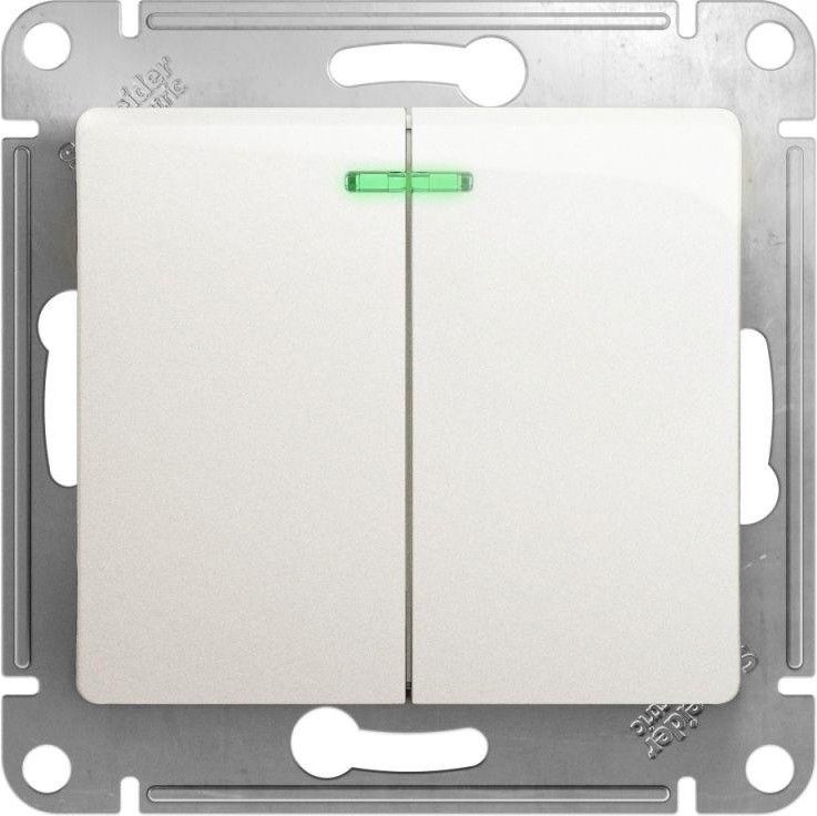 Выключатель 2-кл. СП Glossa 10А IP20 (сх. 5а) 10AX с подсветкой механизм перламутр. SE GSL000653