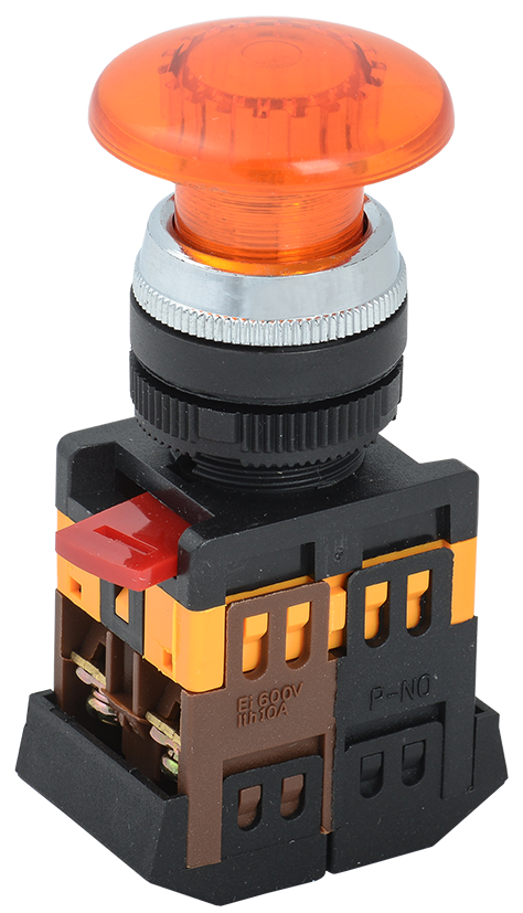 Кнопка управления AELA-22 "Грибок" d=22мм 1з+1р неон/240В желтая IEK