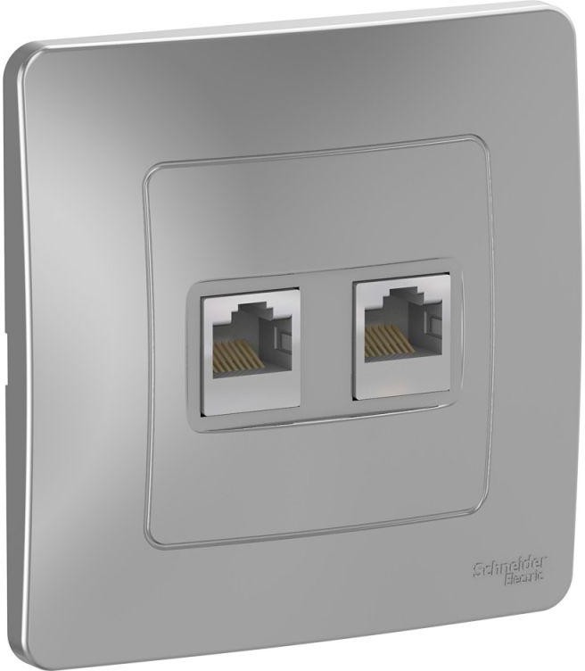 Розетка компьютерная 2-м СП Blanca RJ45 кат.5E алюм. SE BLNIS045453