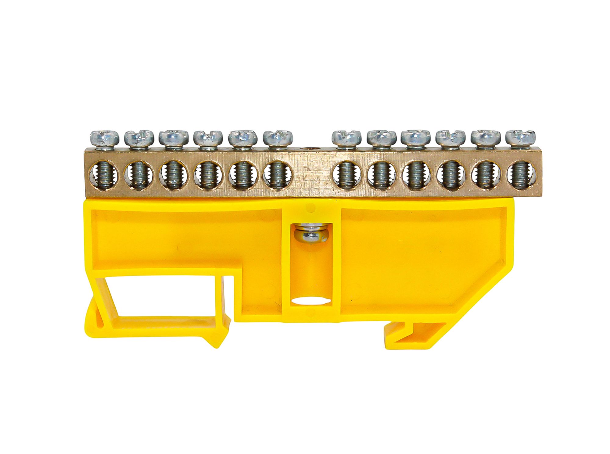 Шина PE "земля" на DIN-изоляторе ЖЕЛТЫЙ 6х9-12 - Фото 2