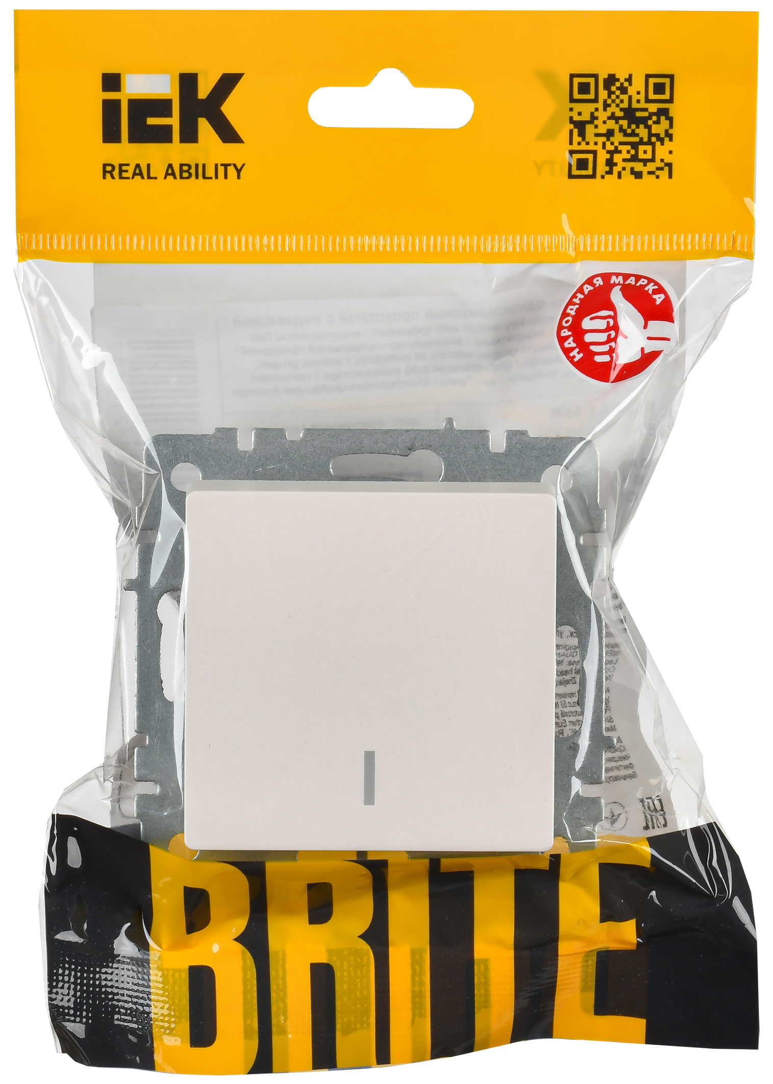 BRITE Выключатель 1-клавишный проходной с индикацией 10А ВС10-1-7-БрЖ жемчуг IEK - Фото 2