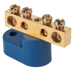 Шина "0" N (6x9мм) 4 отв. латунь синий угловой изолятор EKF sn0-63-04-1