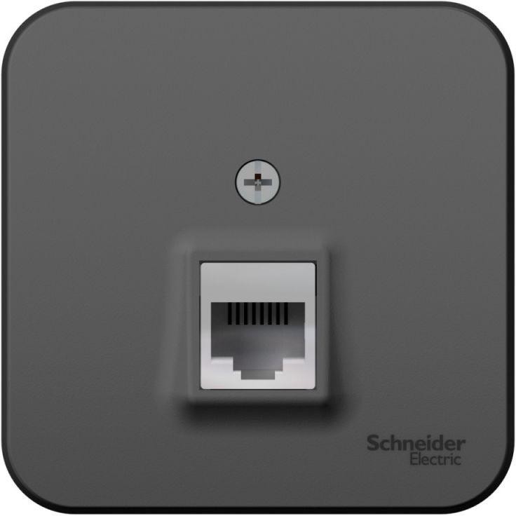 Розетка телефонная 1-м ОП Blanca RJ11 с изолир. пластиной антрацит SE BLNIA011006 - Фото 2