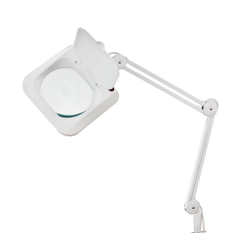 Лупа на струбцине квадратная 5D с подсветкой и крышкой, 150х180мм, белая (6020,ВО) REXANT 31-0212