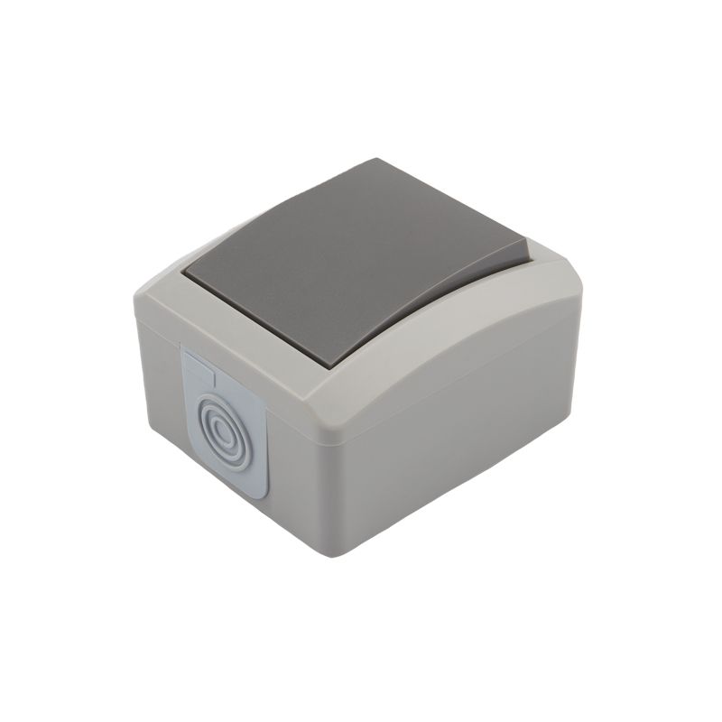 Переключатель проходной INDUSTRIAL IP54 о/у, серый KRANZ