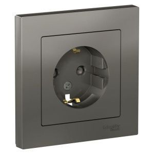 Розетка 1-м СП AtlasDesign 16А IP20 с заземл. защ. шторки в сборе сталь SE ATN000944 1240499