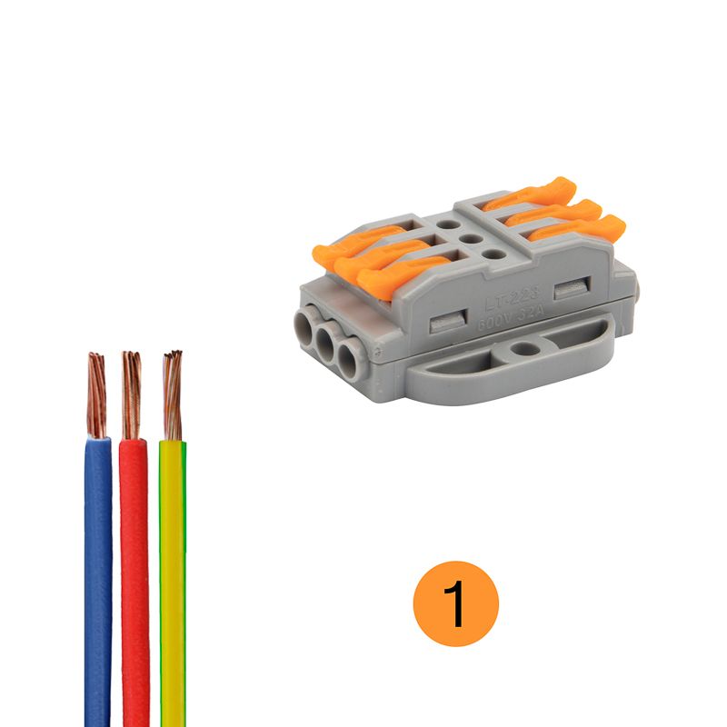 Клемма СМК 222-423P проходная 3 полюса, с монтажной площадкой (0,08-4 мм²), серая (25 шт./уп.) REXANT - Фото 4