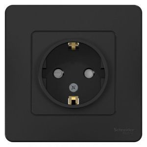 Розетка 1-м СП Blanca 16А IP20 250В с заземл. защ. шторки антрацит SE BLNRS001116 1210380
