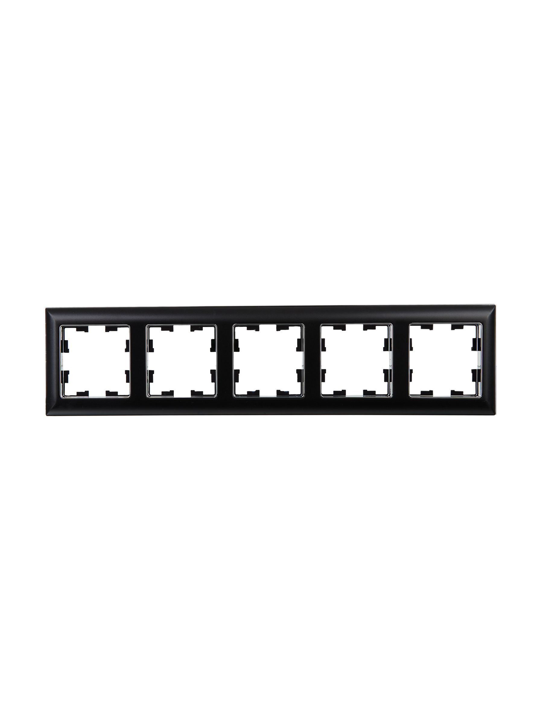 BRITE Рамка 5-местная РУ-5-Бр хром/черный IEK - Фото 3