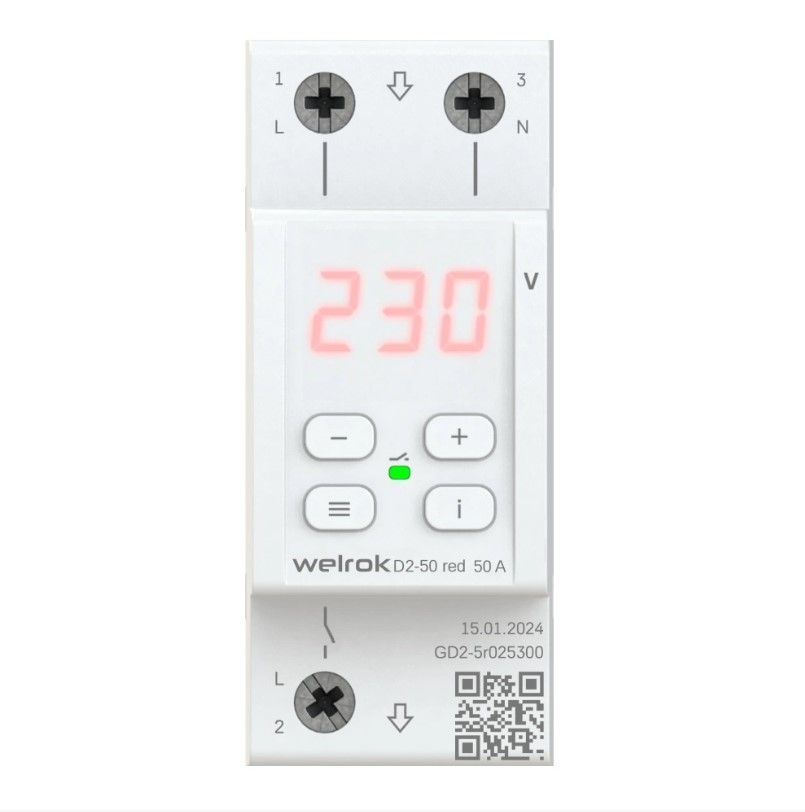 Реле напряжения Welrok D2-50 red 4660251140090