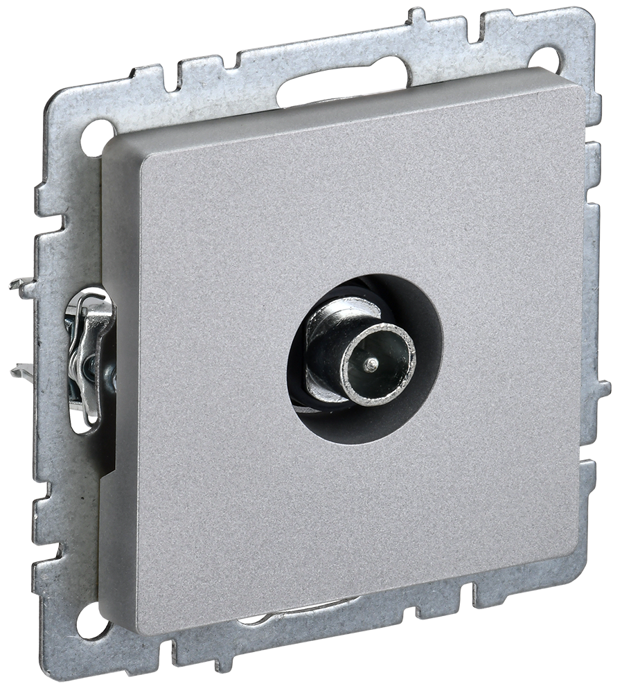 BRITE Розетка TV проходная РТВ10-0-БрА алюминий IEK