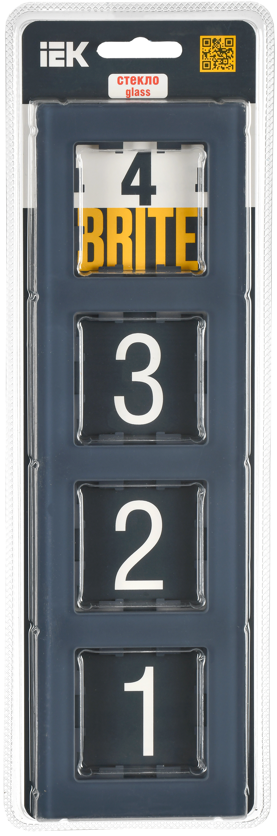 BRITE Рамка 4-местная РУ-4-2-Бр стекло маренго матовый IEK - Фото 2