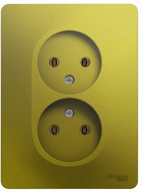 Розетка 2-м СП Glossa 16А IP20 250В без заземл. в сборе фисташк. SE GSL001020