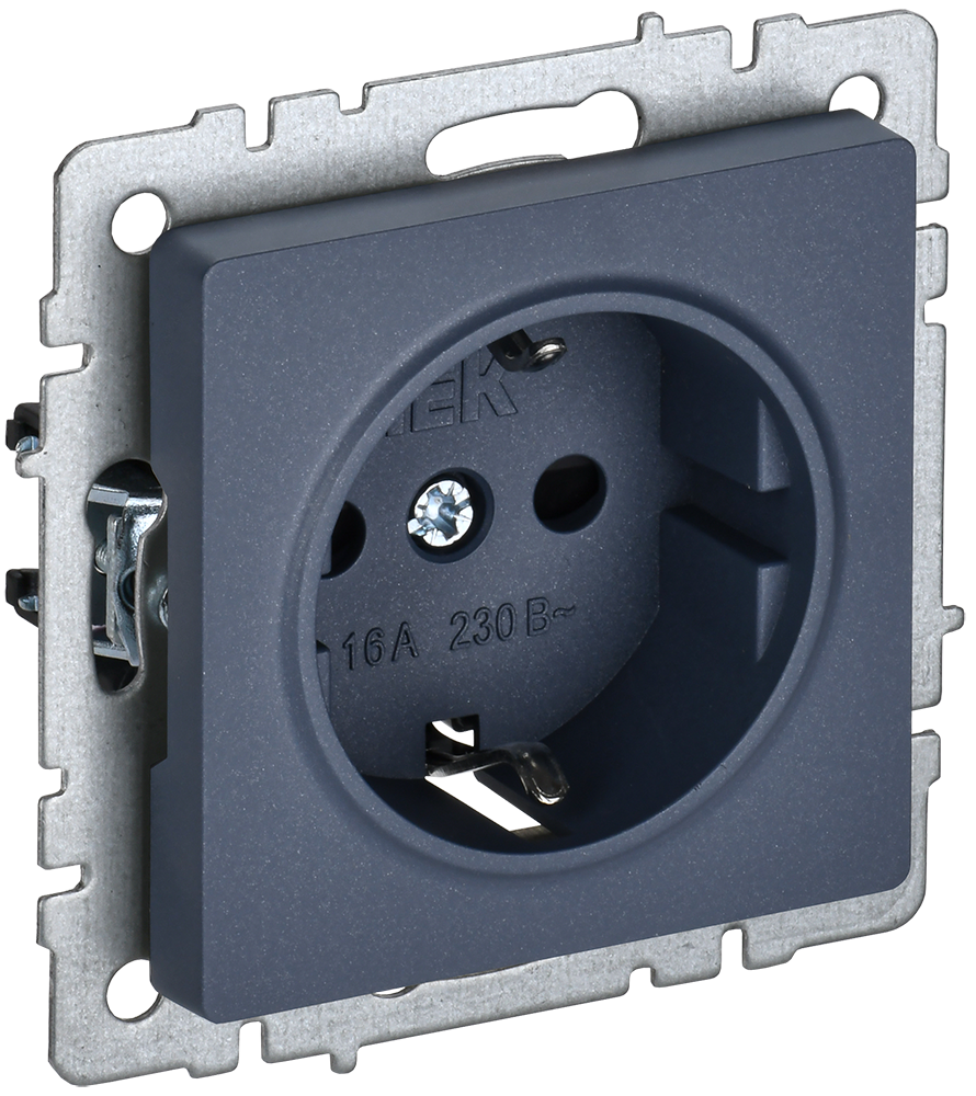 BRITE Розетка 1-местная с заземлением без защитных шторок 16А РС11-1-0-БрМ маренго IEK BR-R11-16-K35