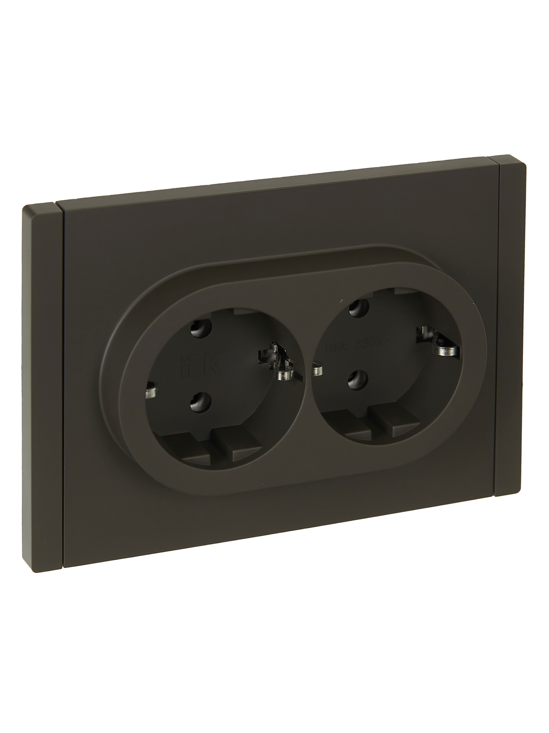 FORTE&PIANO Розетка 2-местная с заземлением без защитных шторок безвинтовое крепление 16А FP324 серый IEK FP-R21-16-1-K03