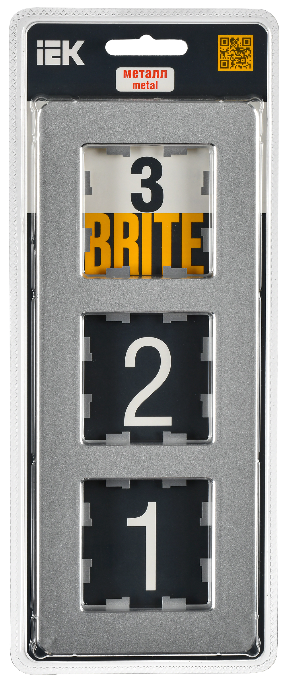 BRITE Рамка 3-местная РУ-3-1-Бр металл алюминий RE IEK - Фото 2