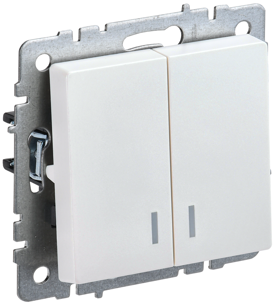 BRITE Выключатель 2-клавишный с индикацией 10А ВС10-2-1-БрЖ жемчуг IEK BR-V20-1-10-K36