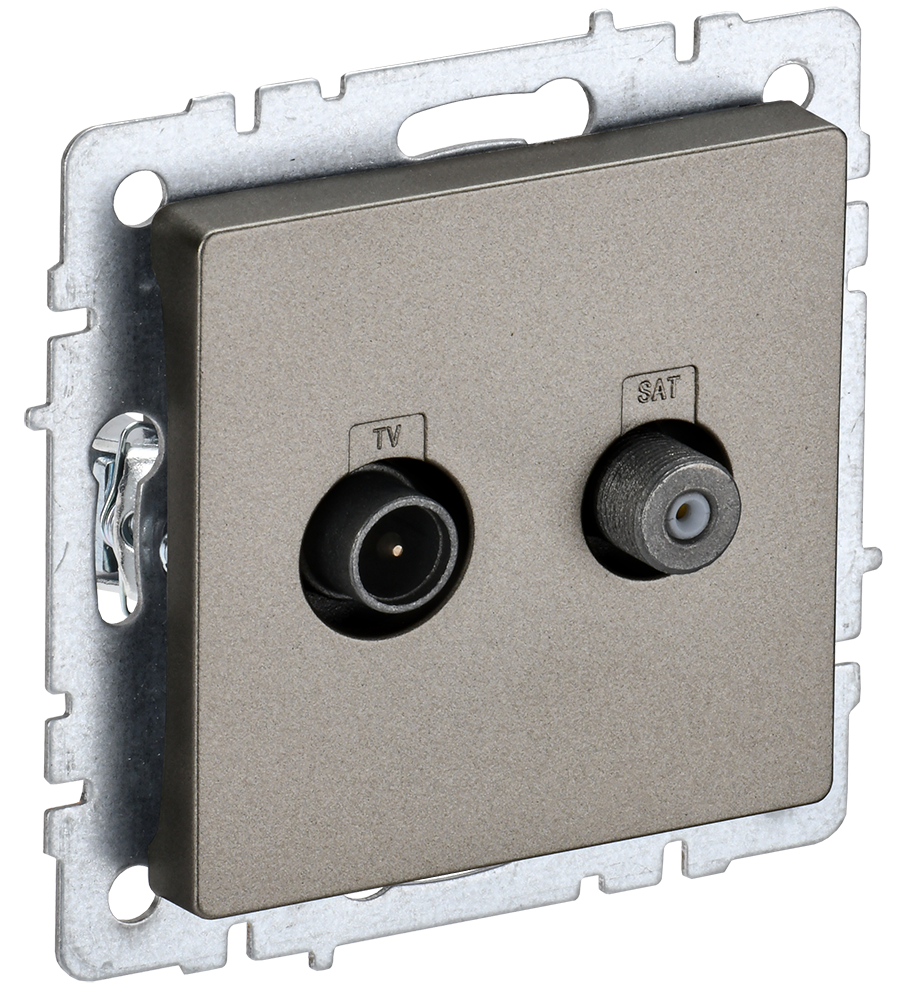 BRITE Розетка двойная TV+SAT РТВ/РСп12-БрШ шампань IEK BR-AF20-O-K37