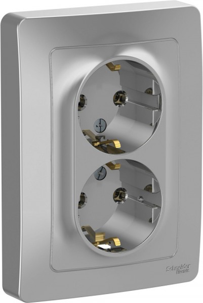 Розетка 2-м СП Blanca 16А IP20 250В с заземл. без защ. шторок алюм. SE BLNRS001023 - Фото 3