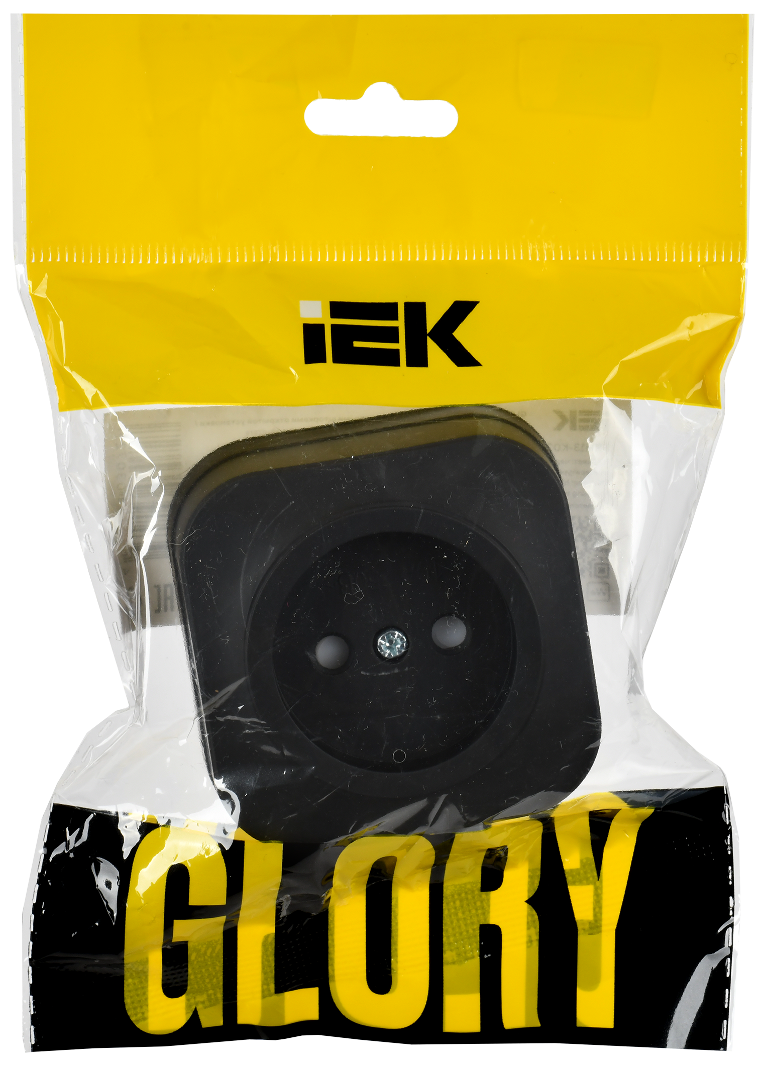 GLORY Розетка 1-местная для открытой установки без заземления с защитными шторками 10А РСш20-2-ХЧм черный матовый IEK - Фото 2