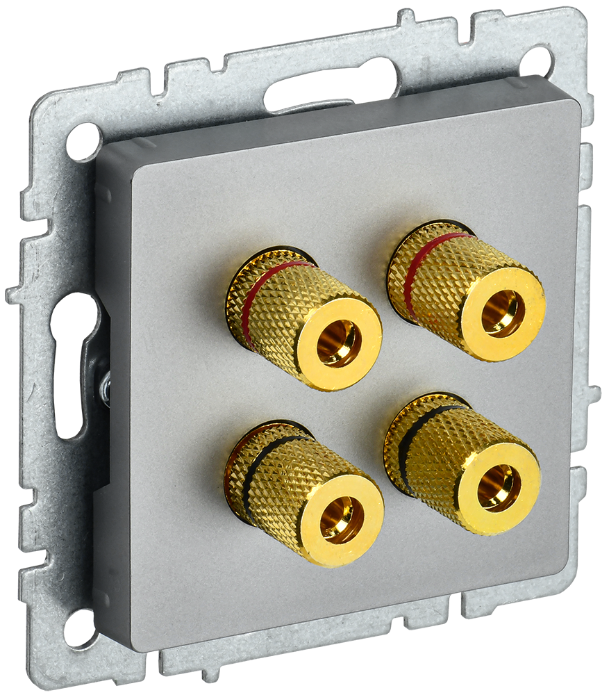 BRITE Аудиорозетка 4-местная РА10-БрС сталь IEK BR-S40-K46