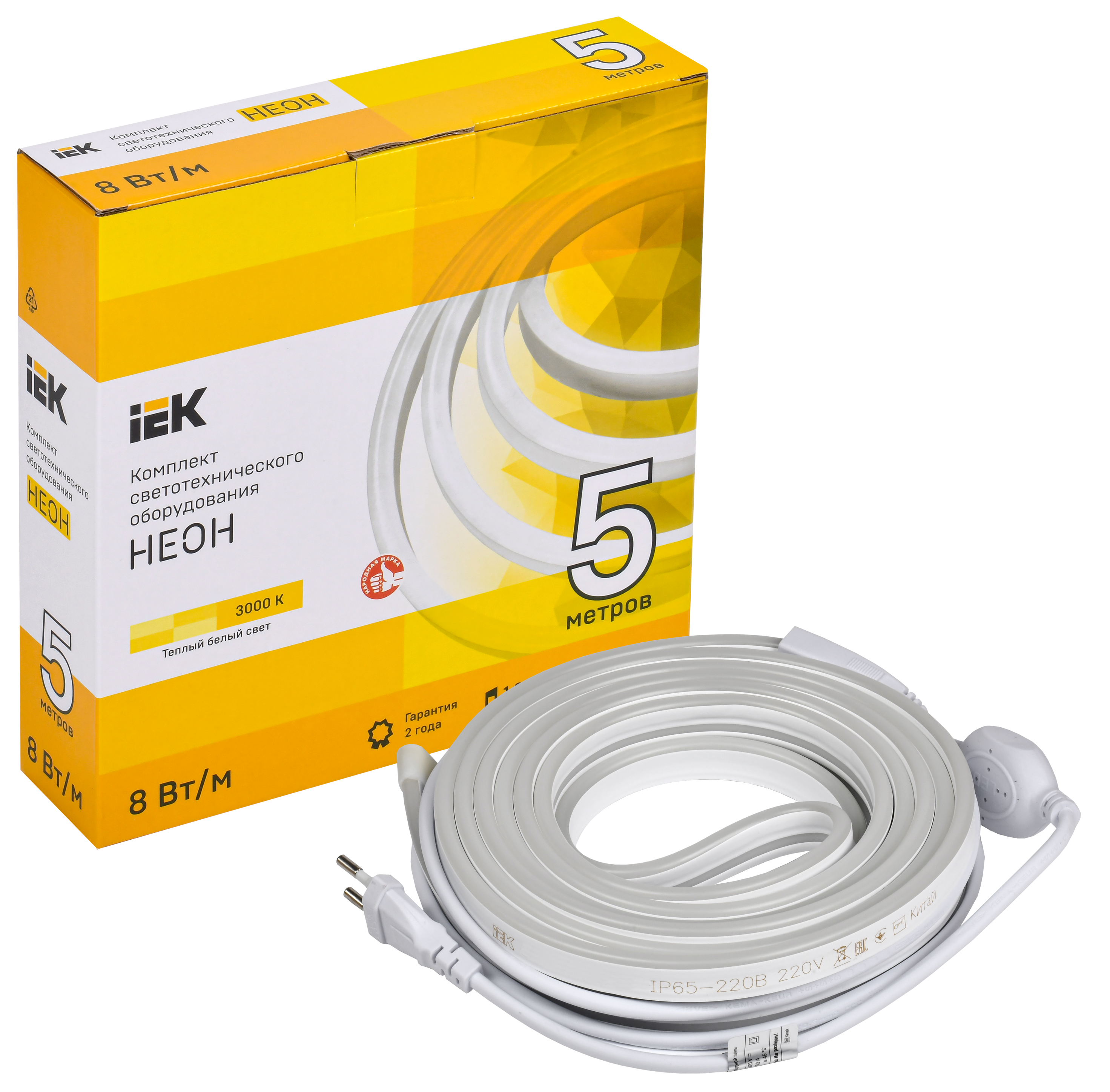Комплект светодиодной подсветки "Неон" (лента LED 5м LSR5-2835WW120-8-IP65-220В + драйвер) IEK - Фото 2
