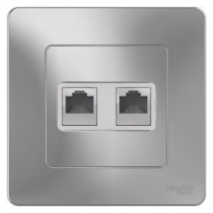 Розетка компьютерная 2-м СП Blanca RJ45 кат.5E алюм. SE BLNIS045453 1210339