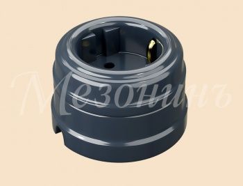 Розетка ретро фарфоровая,двухполюсная, с заземляющим контактом  (в комплекте с подъемной рамкой D70