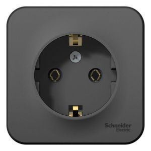 Розетка 1-м ОП Blanca 16А IP20 250В с заземл. без защ. шторок с изолир. пластиной антрацит SE BLNRA010116 1210631