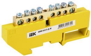 Шина PE "земля" на DIN-изол ШНИ-6х9-8-Д-Ж IEK YNN10-69-8D-K05