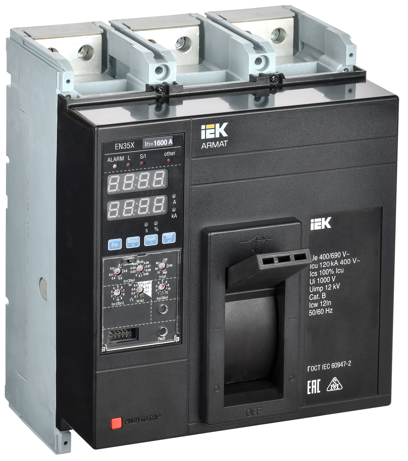 ARMAT Автоматический выключатель в литом корпусе 3P типоразмер N 120кА 1600А расцепитель электронный стандартный IEK AR-MCCB-3N-120-1600A-ELSC