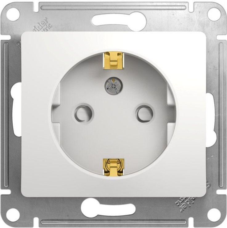 Розетка 1-м СП Glossa 16А IP20 с заземл. защ. шторки механизм бел. SE GSL000145