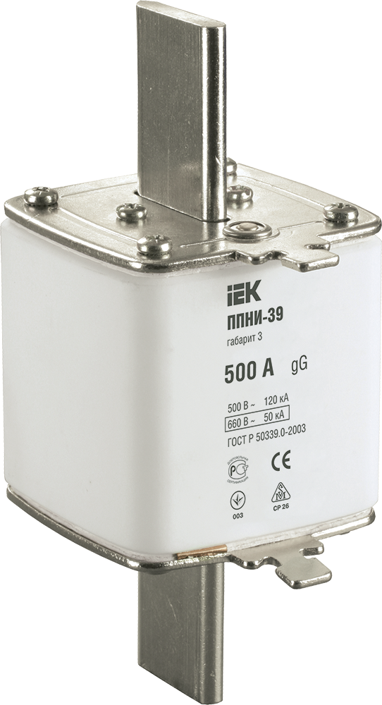 Плавкая вставка предохранителя ППНИ-39 габарит 3 500А IEK