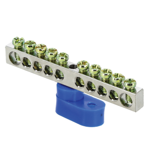 Шина "0" N (6x9мм) 10 отв. цинк синий угловой изолятор EKF sn1-63-10-1
