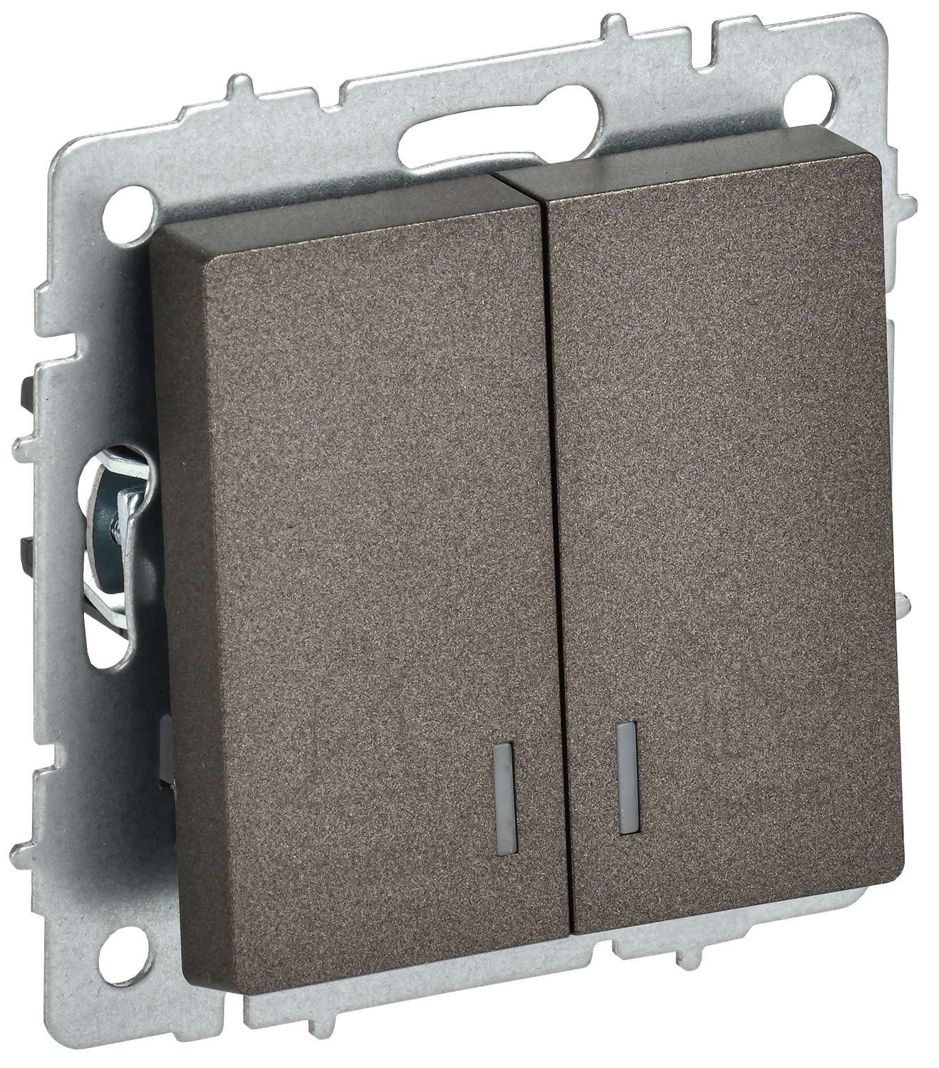 BRITE Выключатель 2-клавишный с индикацией для отелей 10А ВС10-2-9-БрТБ темная бронза IEK BR-V20-2-10-K45