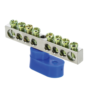 Шина "0" N (6x9мм) 8 отв. цинк синий угловой изолятор EKF sn1-63-08-1