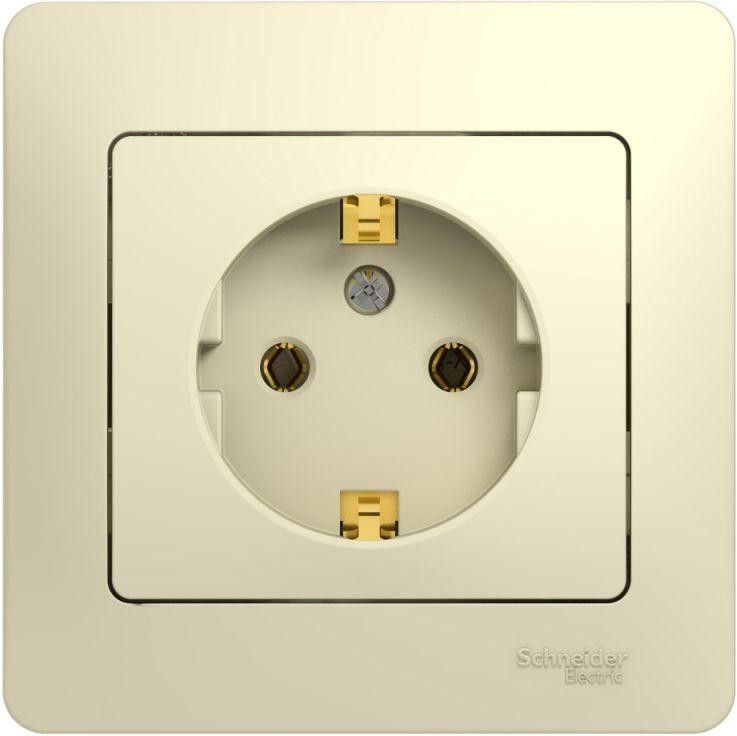 Розетка 1-м СП Glossa 16А IP20 с заземл. в сборе беж. SE GSL000242