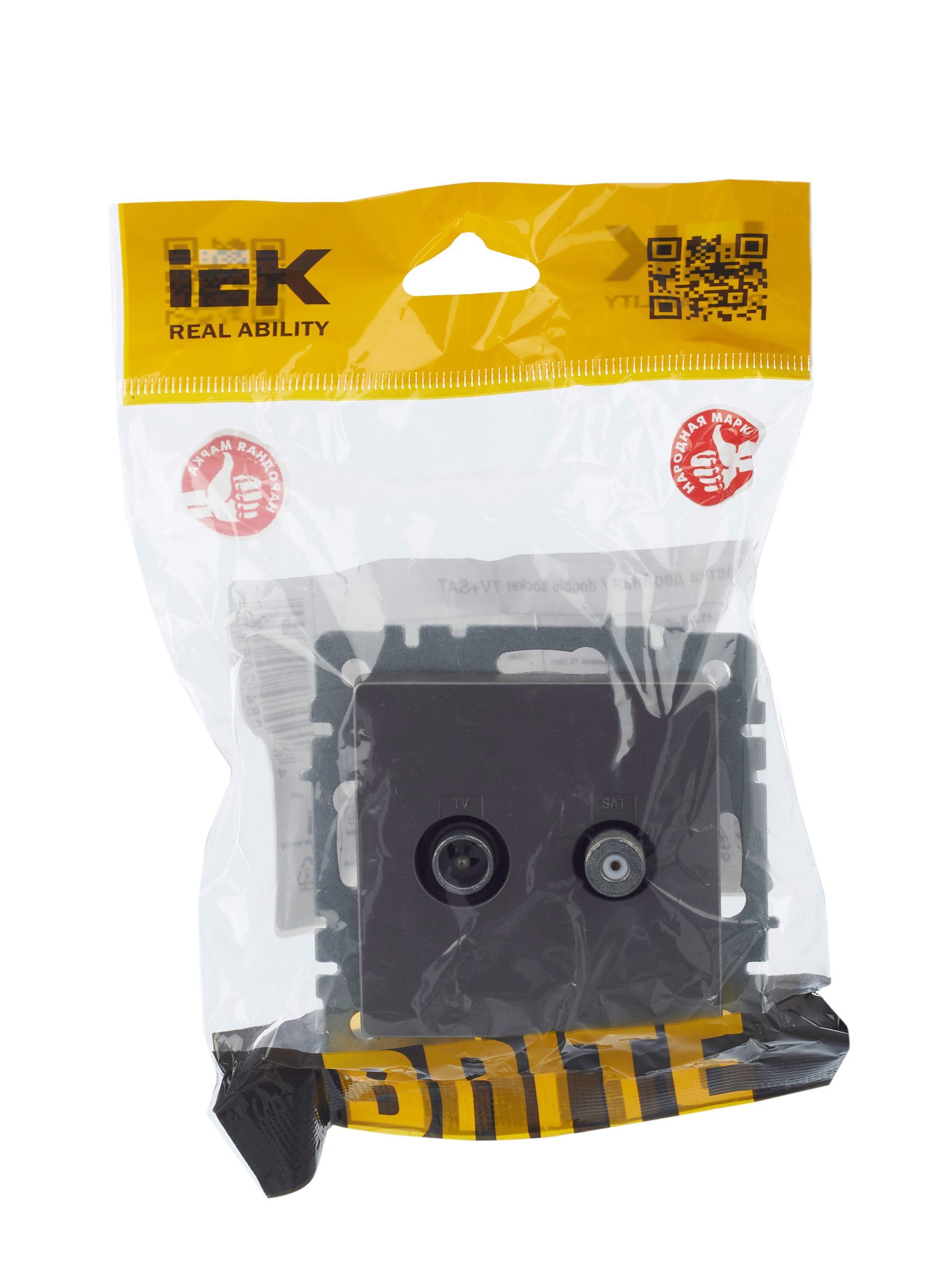 BRITE Розетка двойная TV+SAT РТВ/РСп12-БрС сталь IEK - Фото 8