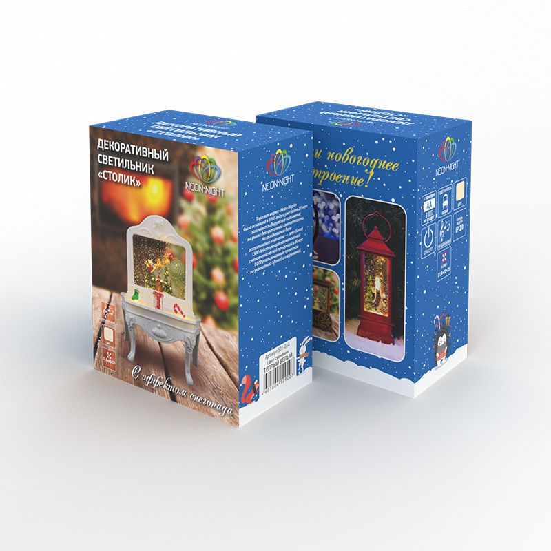 Декоративный светильник Столик с эффектом снегопада, подсветкой и новогодней мелодией - Фото 3