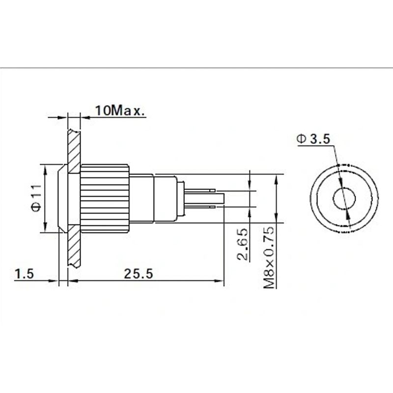 Индикатор металл Ø8 12В желтый LED (GQ8F-D)  REXANT - Фото 4