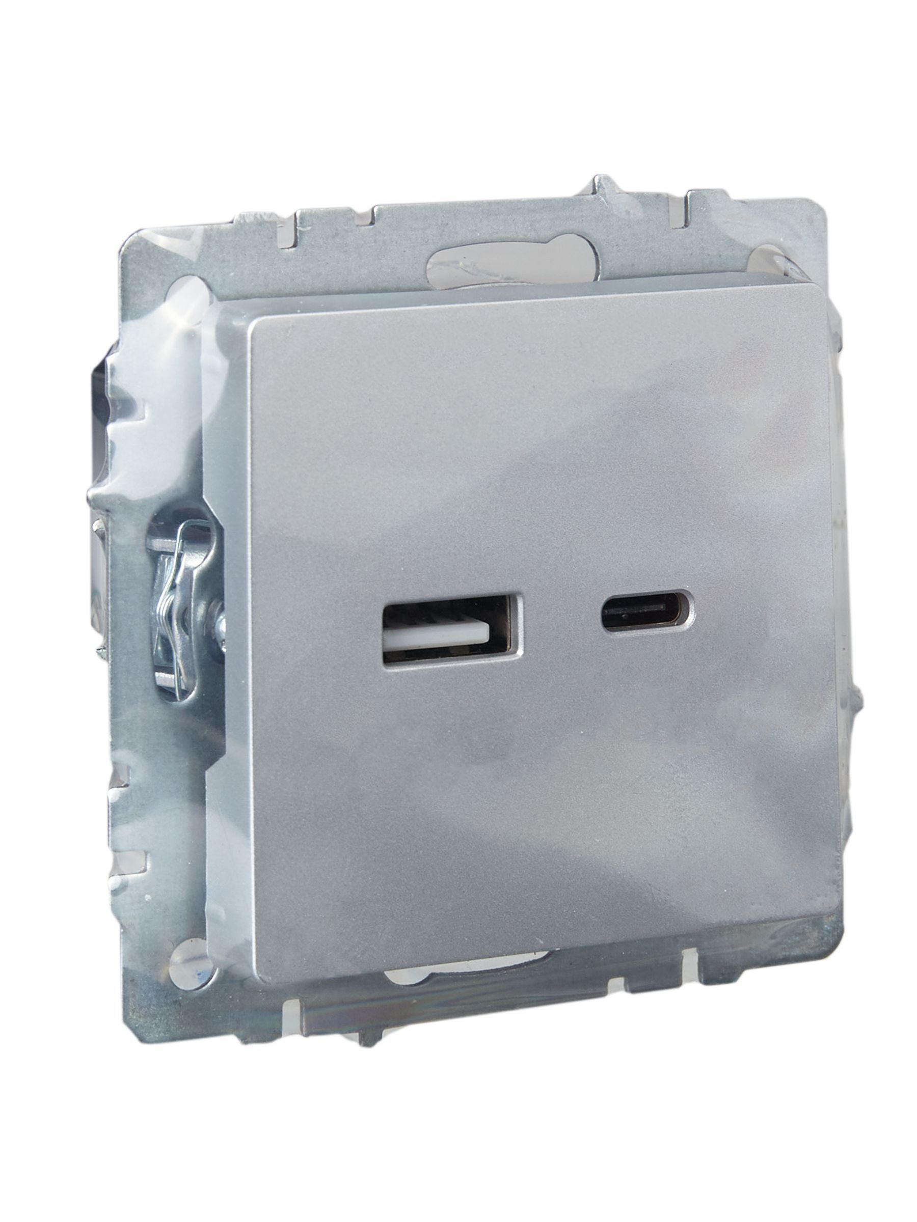 BRITE Розетка USB A+C 18Вт РЮ11-1-БрА алюминий IEK - Фото 4