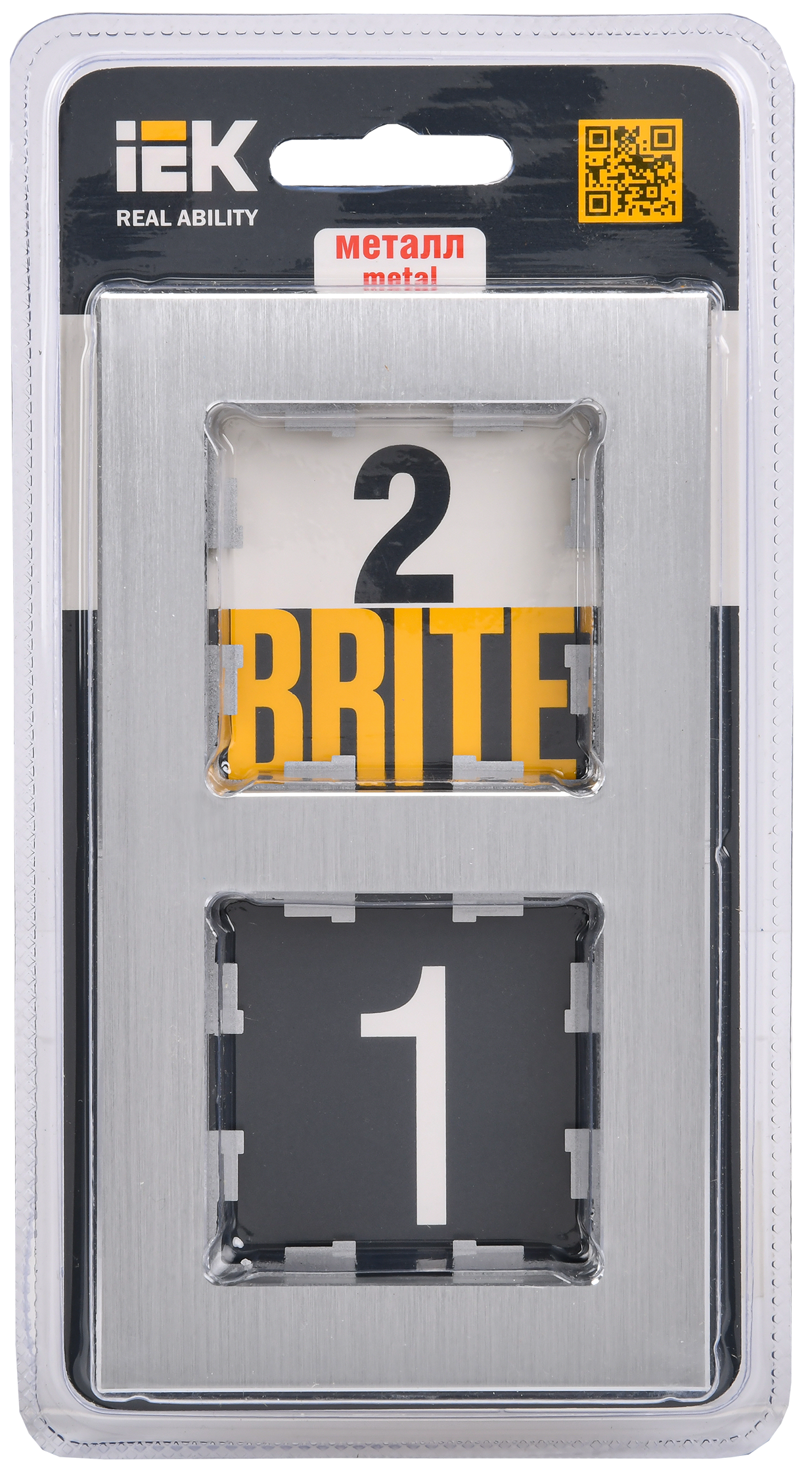 BRITE Рамка 2 -местная РУ-2-1-БрА металл алюминий IEK - Фото 2