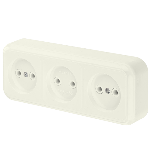 Розетка штепсельная трехместная открытой установки РА16-263 - Фото 3
